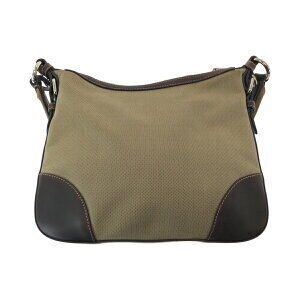 Prada canvas bag shoulder logo brown jacquard